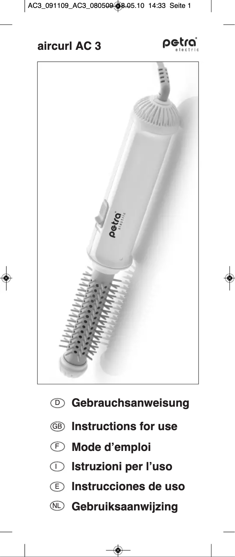 Image de la première page du manuel de l'appareil AC 3