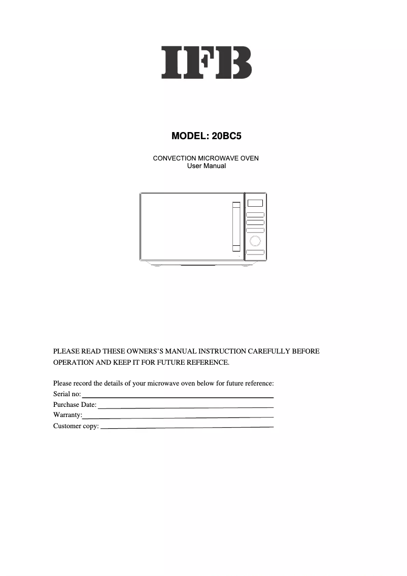 First page image of the manual for 20BC5