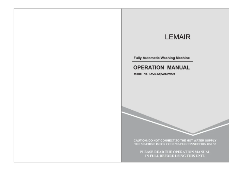 First page image of the manual for XQB32