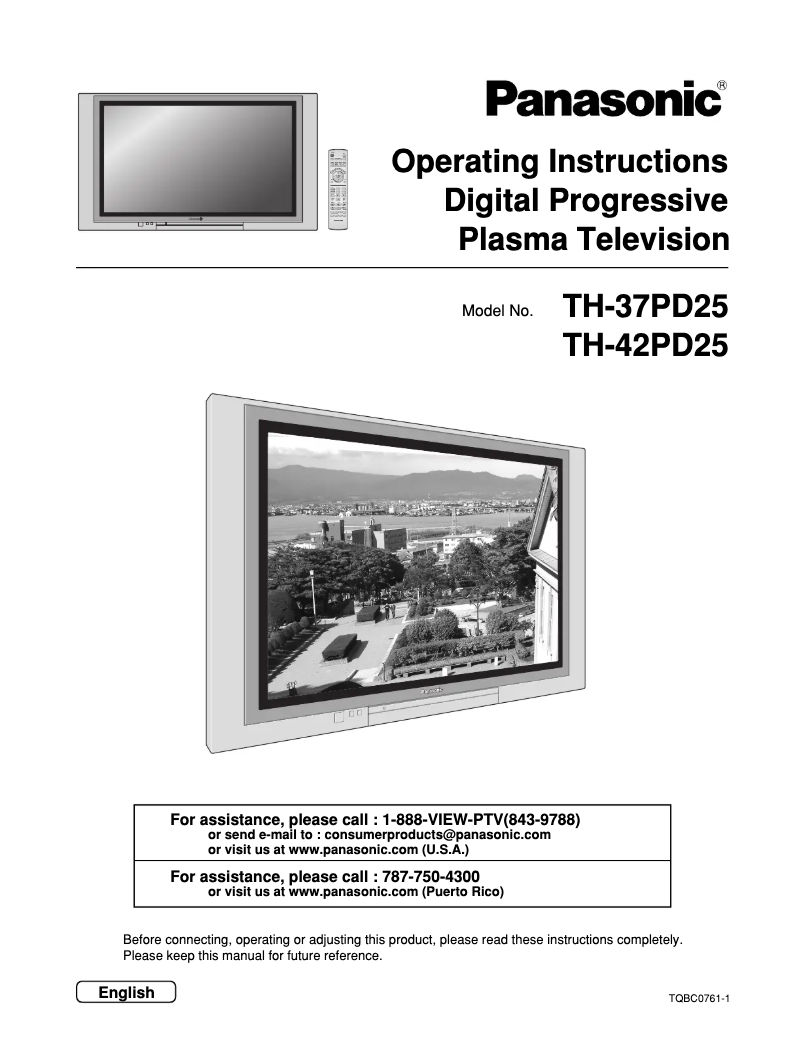 Page 1 of the manual User Manual Panasonic Viera TH-37PD25UP