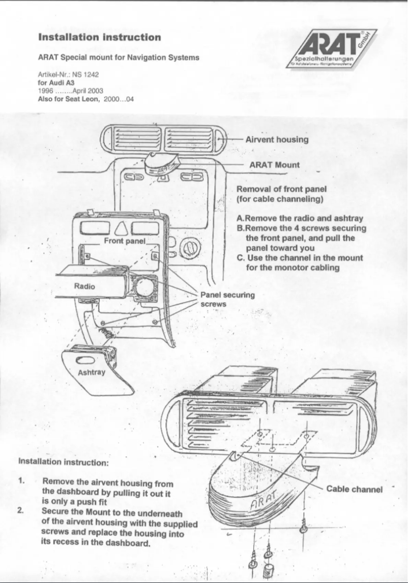Page 1 of the manual User Manual Arat NS1242