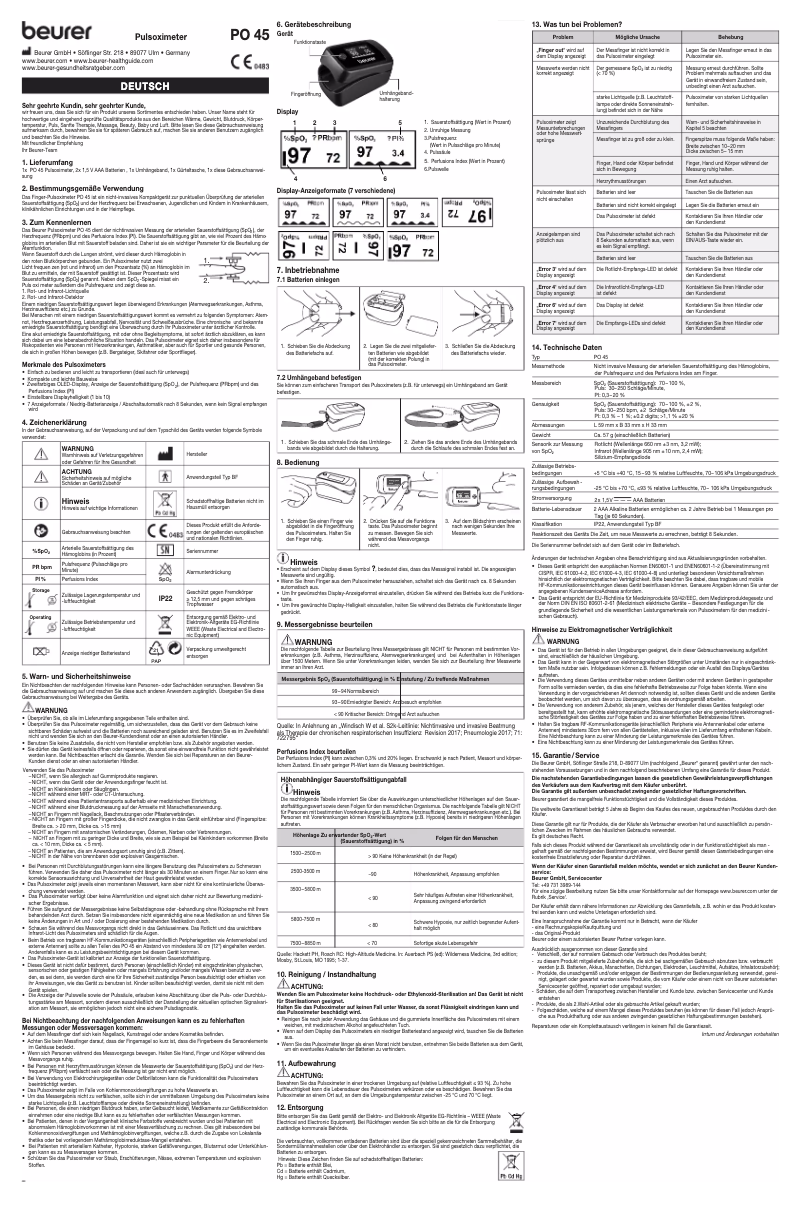 First page image of the manual for PO 45