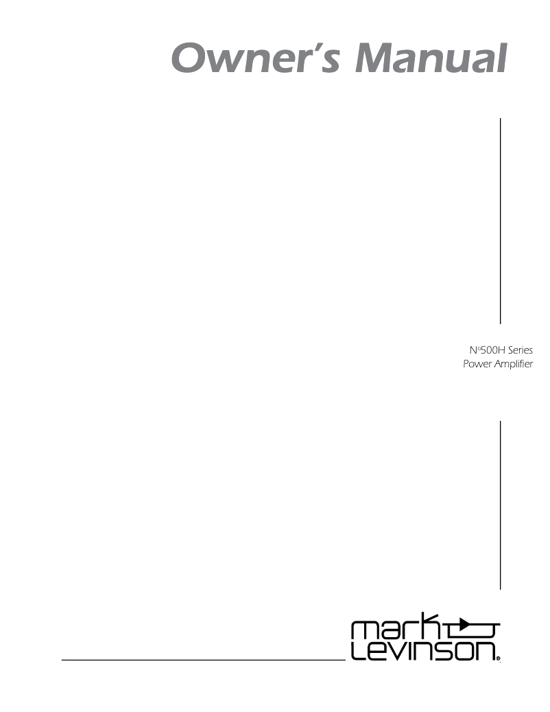 Page 1 of the manual User Manual Mark Levinson No535H