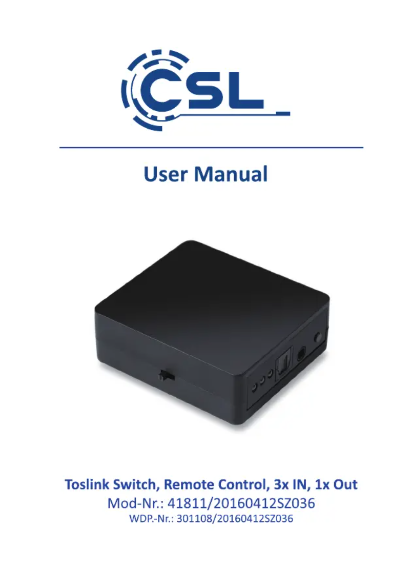 Page 1 of the manual User Manual CSL 301108