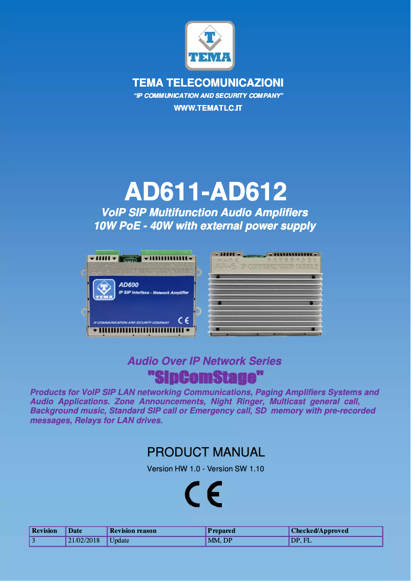 First page image of the manual for AD611