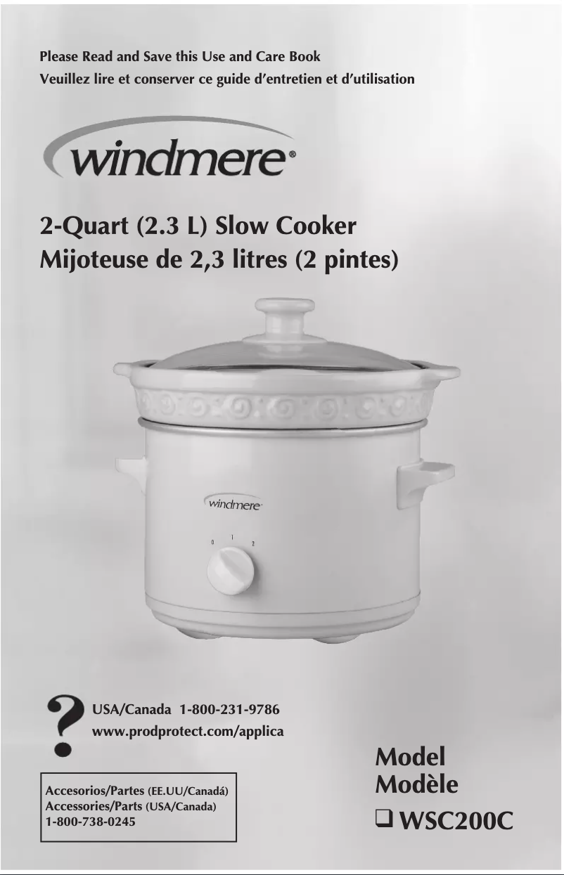 Page 1 of the manual User Manual Windmere WSC200C