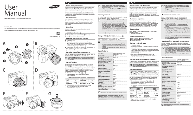 First page image of the manual for ZP1650ZA