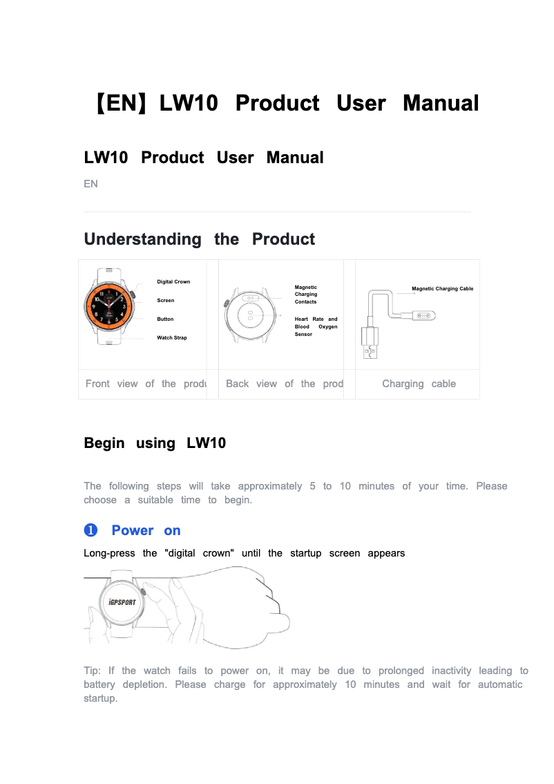 First page image of the manual for LW10