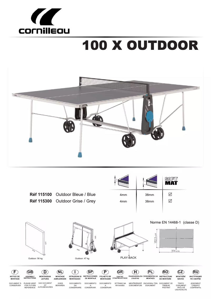 First page image of the manual for 100 X Outdoor