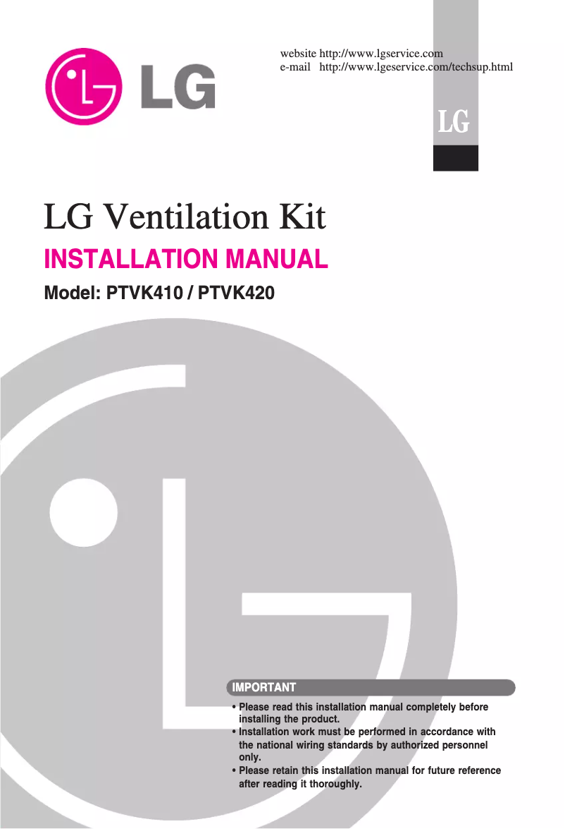 Page 1 of the manual User Manual LG PTVK420