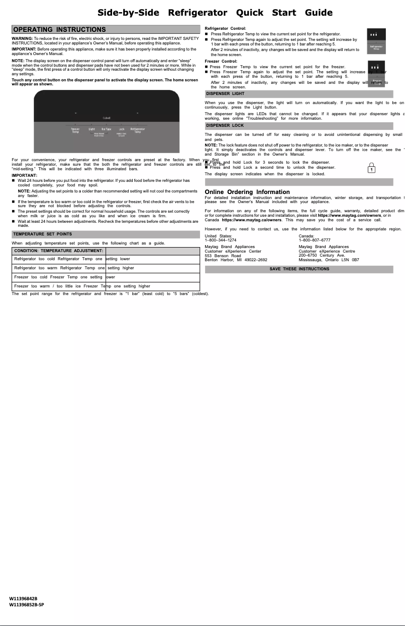 First page image of the manual for MRSF4036PB