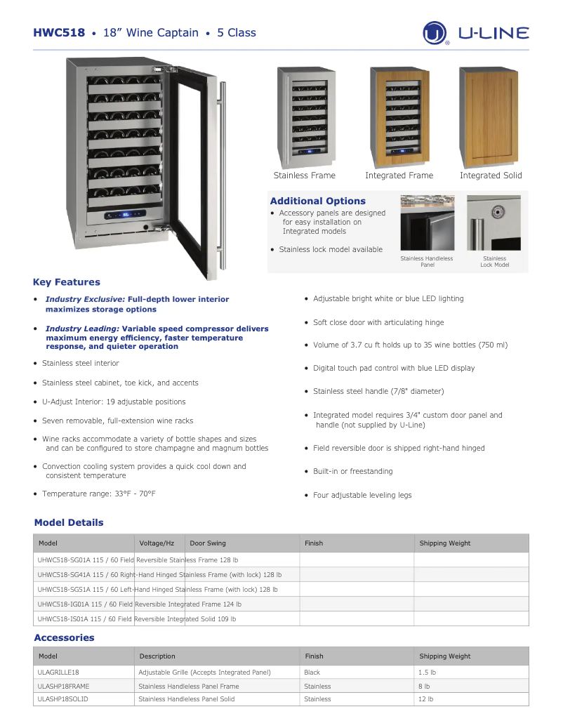 First page image of the manual for UHWC518-SG41A