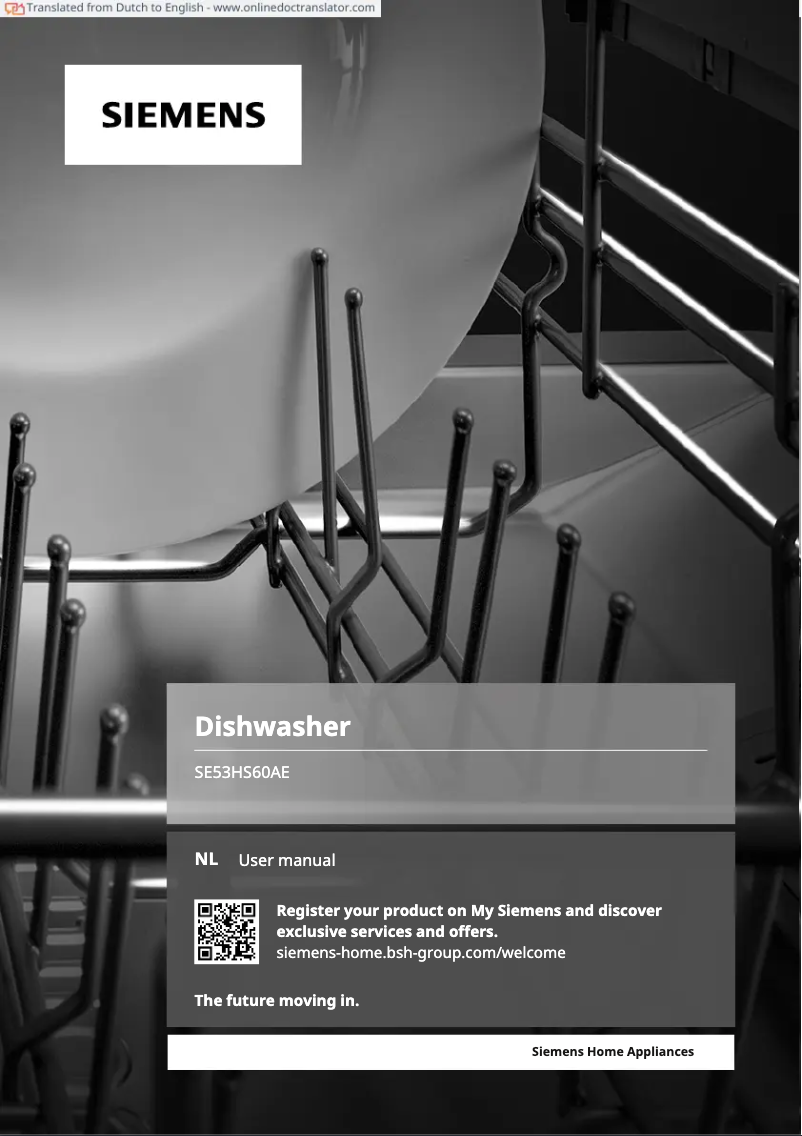 Page 1 of the manual User Manual Siemens SE53HS60AE