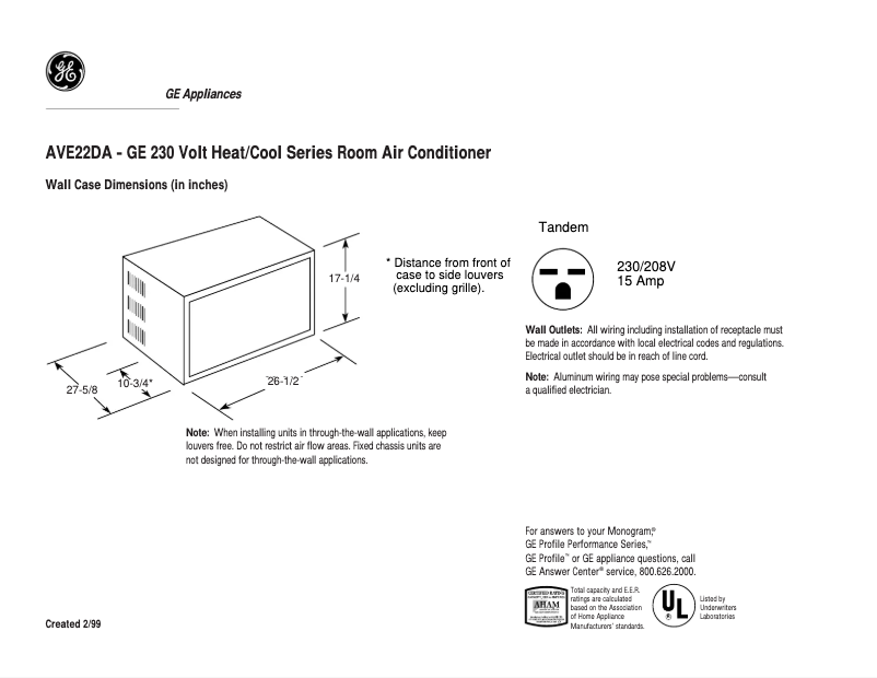 First page image of the manual for AVE22DA