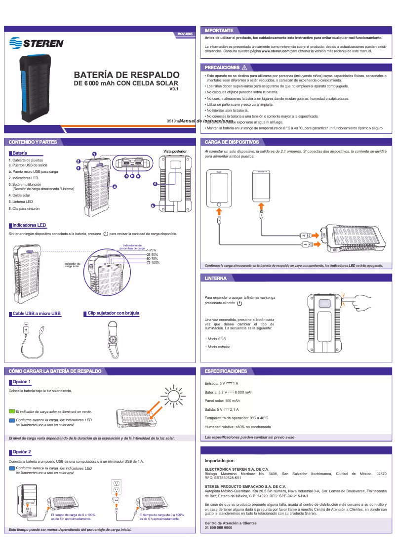 Page 1 of the manual User Manual Steren MOV-1065