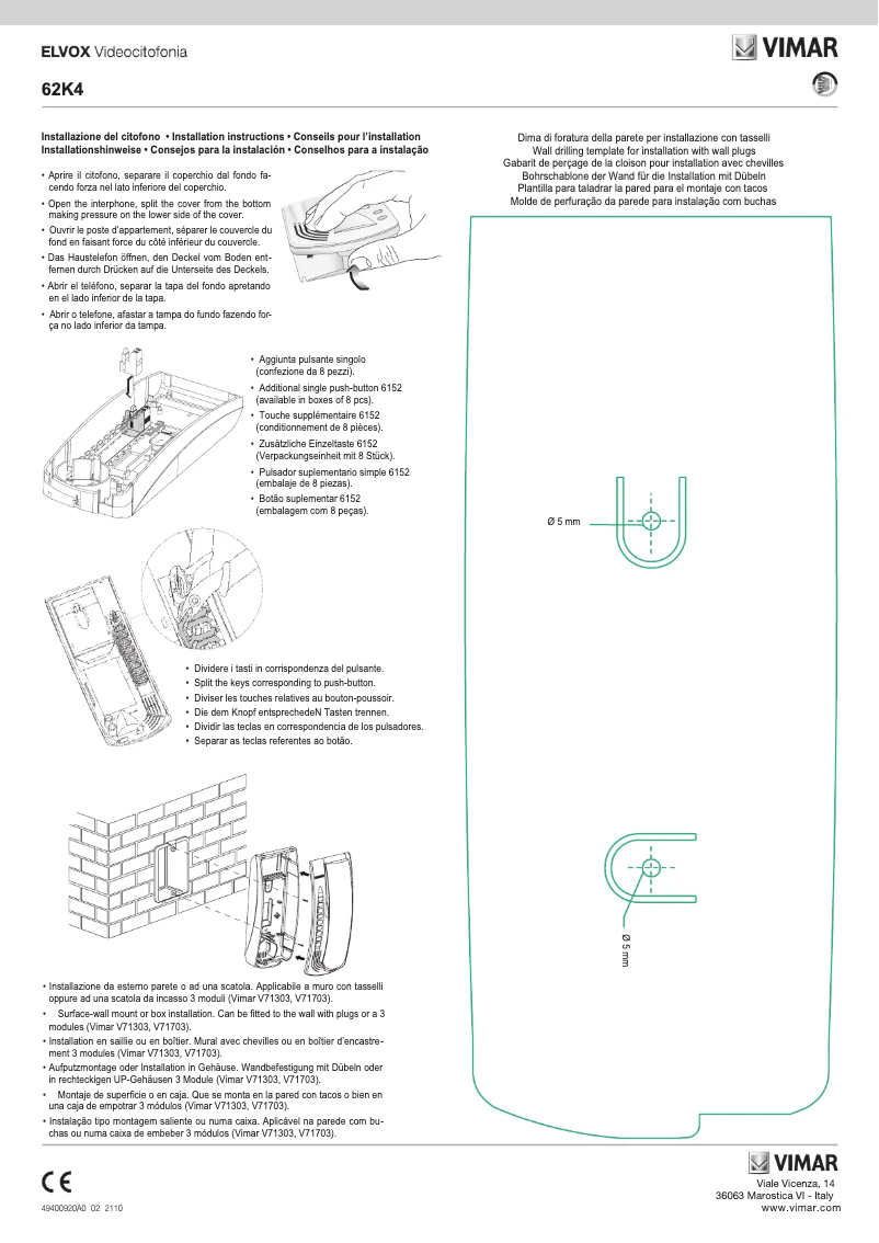 Page 1 of the manual User Manual Vimar ELVOX 62K4