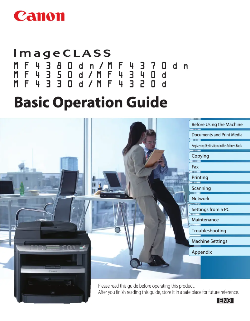First page image of the manual for imageClass MF4320d