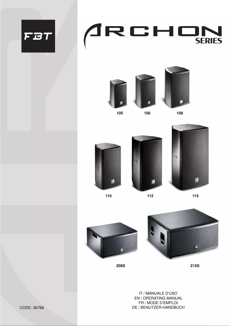Page 1 of the manual User Manual FBT ARCHON 215S