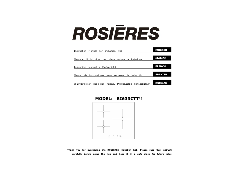 Page 1 of the manual User Manual Rosieres RIS633SCTT/1