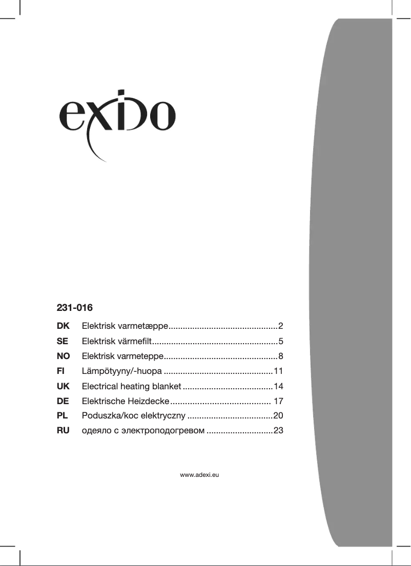 Page 1 of the manual User Manual Exido 231-016