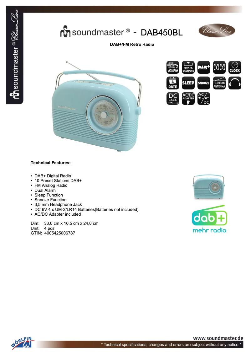 First page image of the manual for DAB450