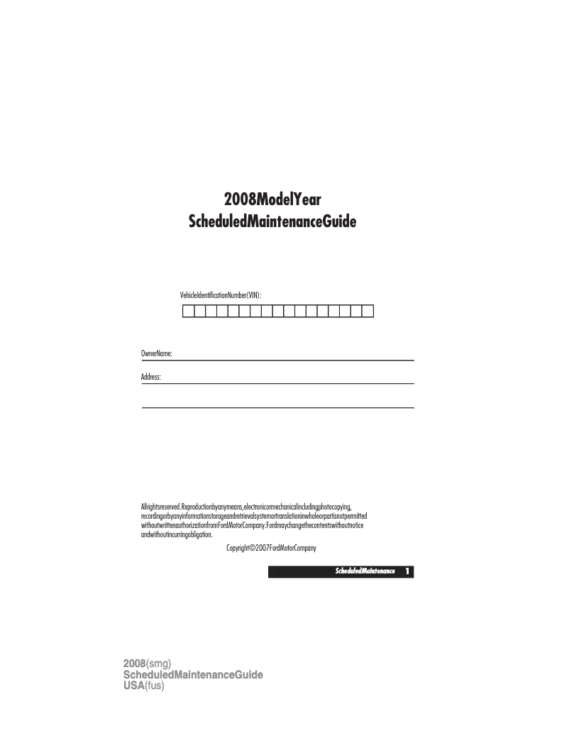 Page 1 of the manual Use and Maintenance Manual Ford Expedition (2008)