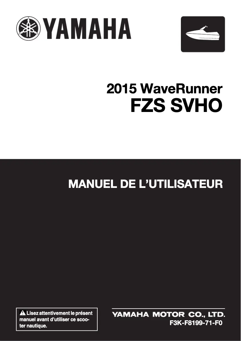 First page image of the manual for WaveRunner FZS SVHO (2015)