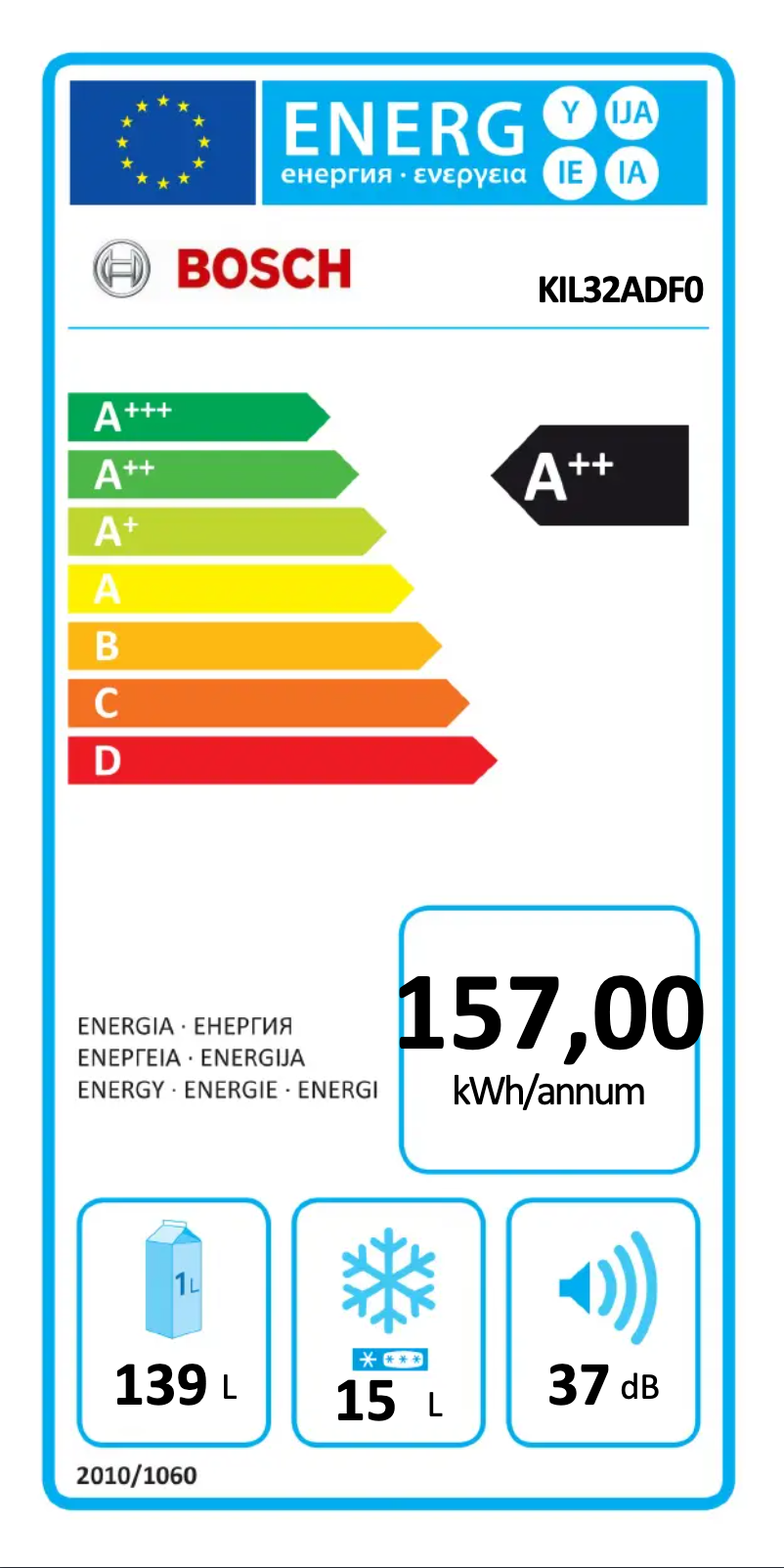 Page 1 of the manual Energy Label Bosch KIL32ADF0