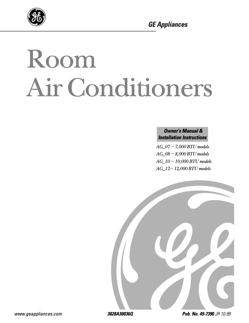 Page 1 of the manual Use and Maintenance Manual GE AGV07LA