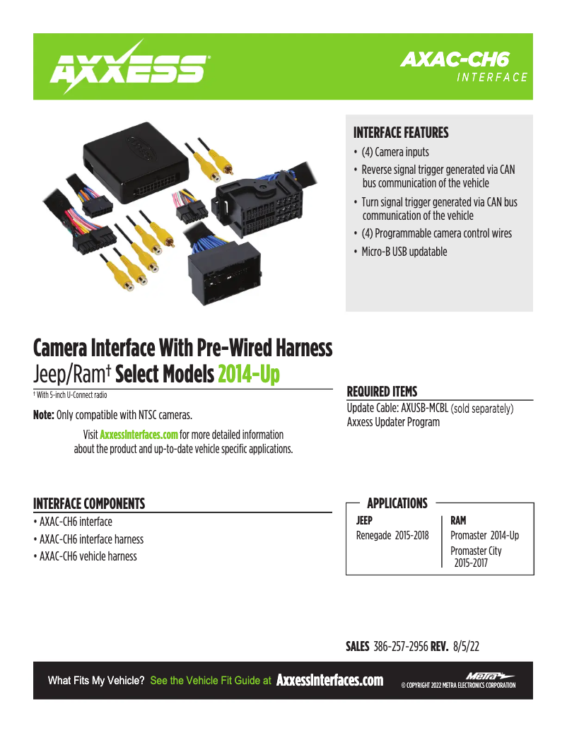 First page image of the manual for AXAC-CH6