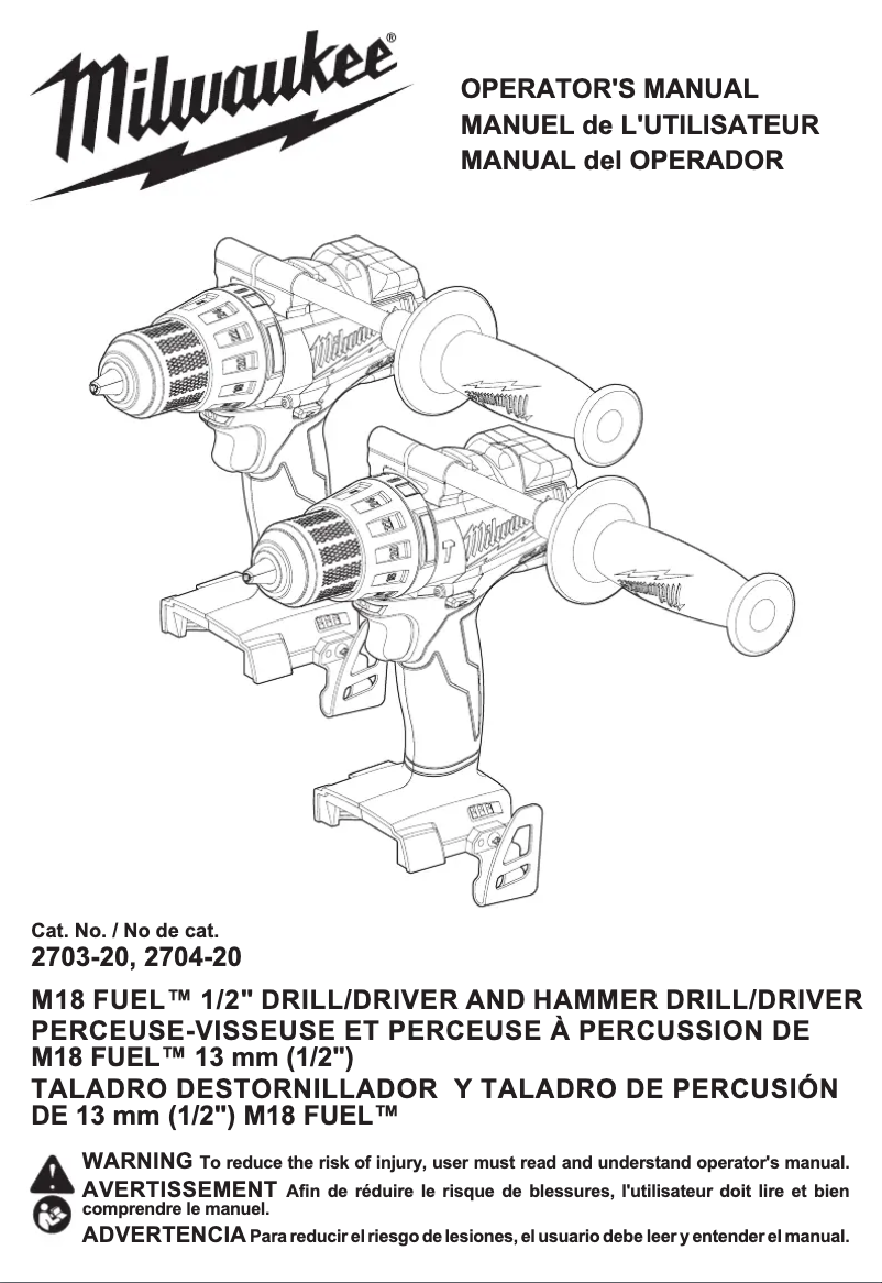 Page 1 of the manual User Manual Milwaukee M18 Fuel 2703-22