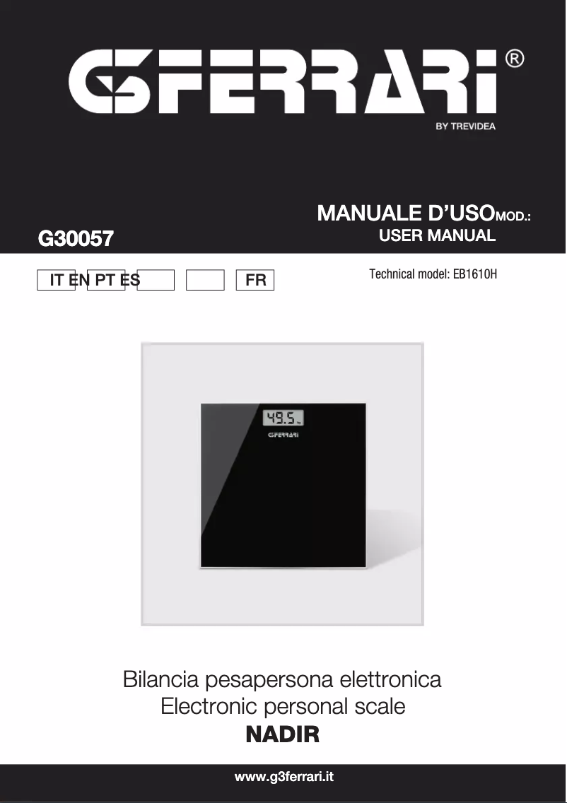 Page 1 de la notice Manuel utilisateur G3 Ferrari Nadir G30057