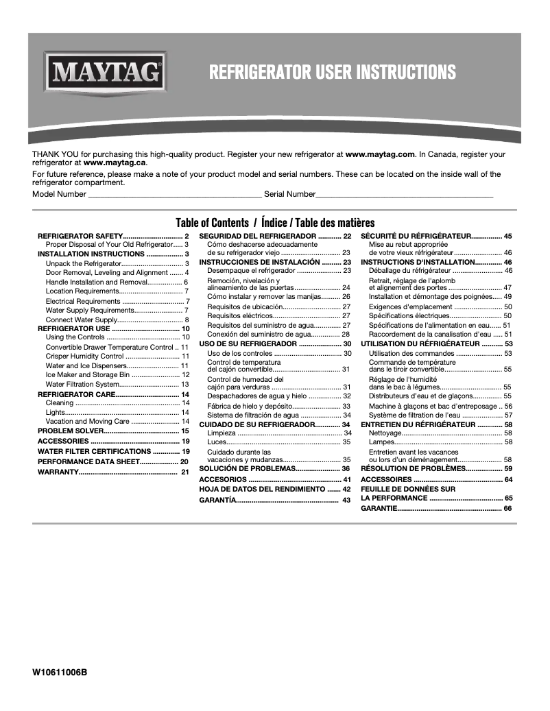 First page image of the manual for MSF25D4MDM