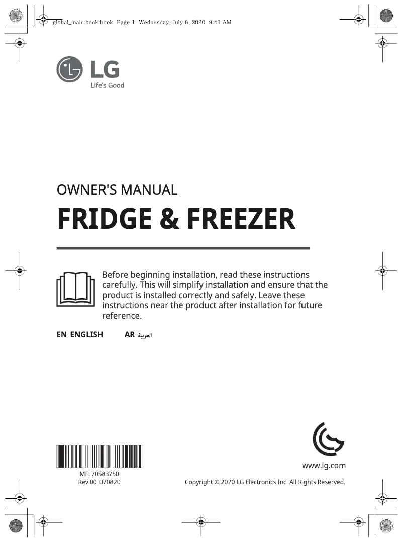 Page 1 of the manual User Manual LG GR-L247SLKV