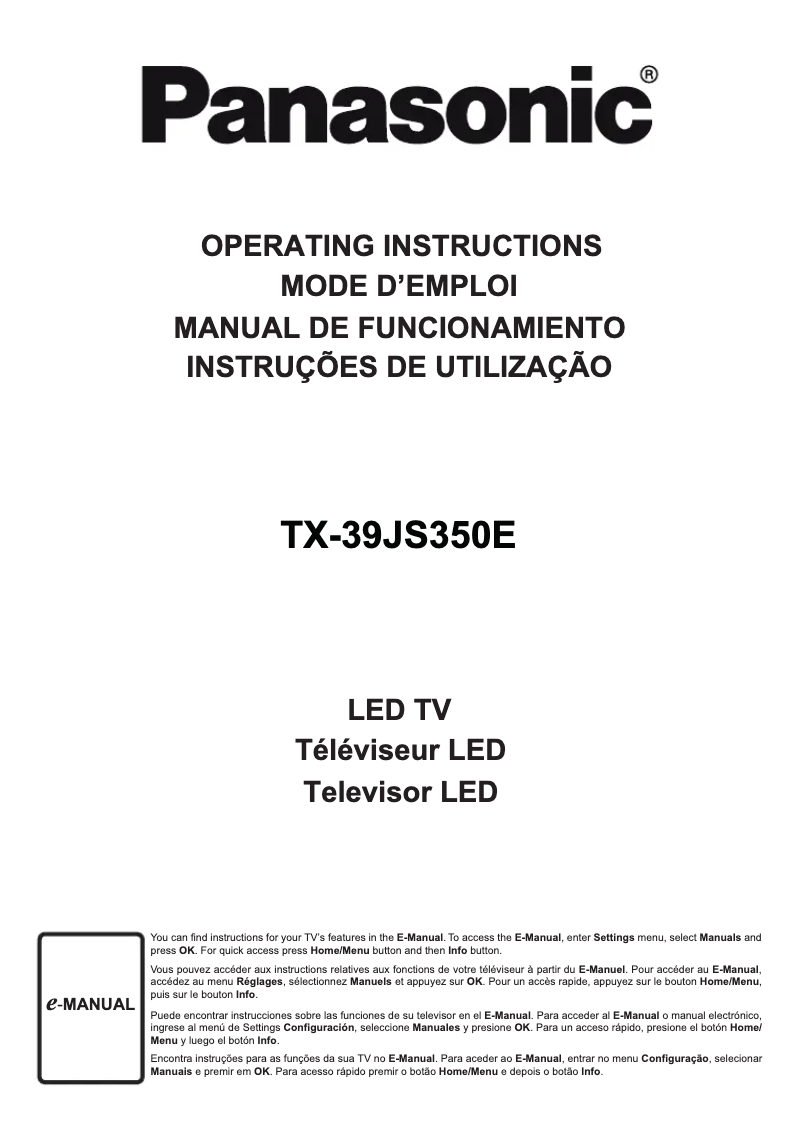 First page image of the manual for TX-39JS350E