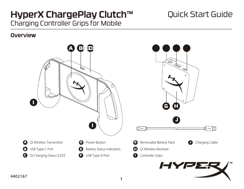 First page image of the manual for ChargePlay Clutch Charging Grips