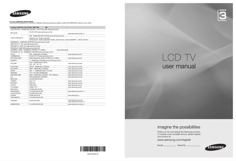 Page 1 of the manual User Manual Samsung LE-32B350F1W
