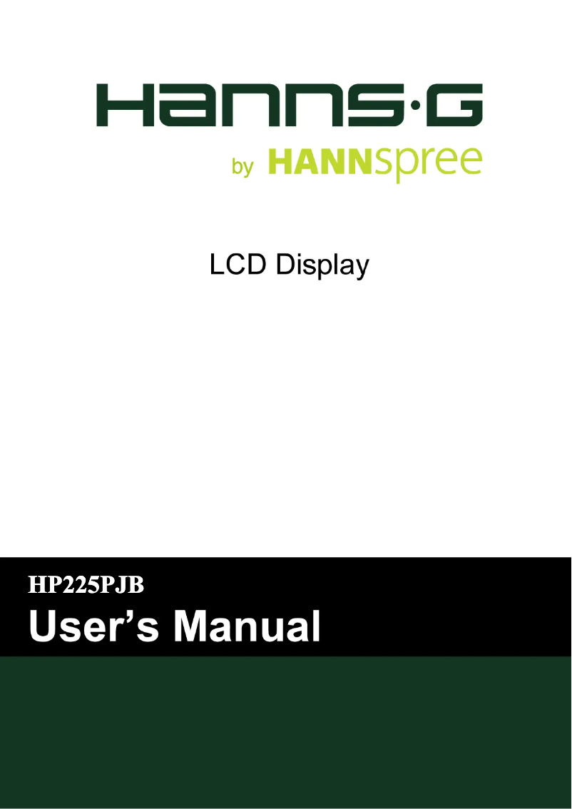 First page image of the manual for Hanns.G HP 225 PJB
