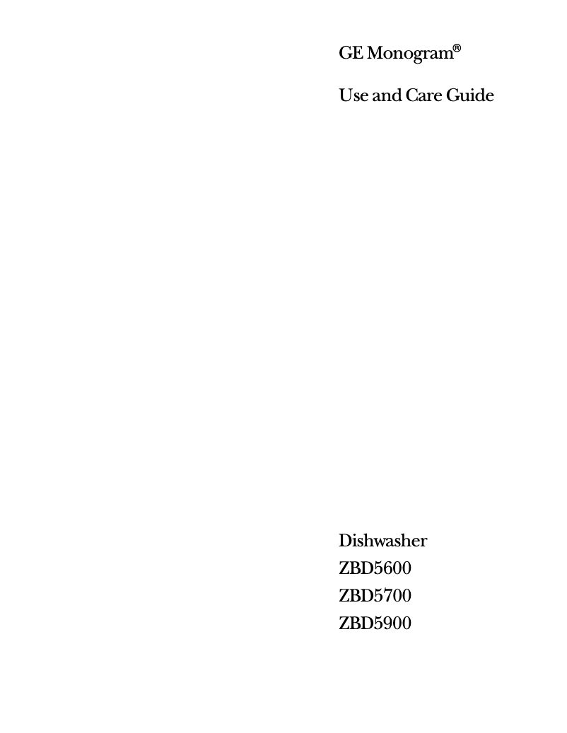 Page 1 of the manual Use and Maintenance Manual GE ZBD5700DBB