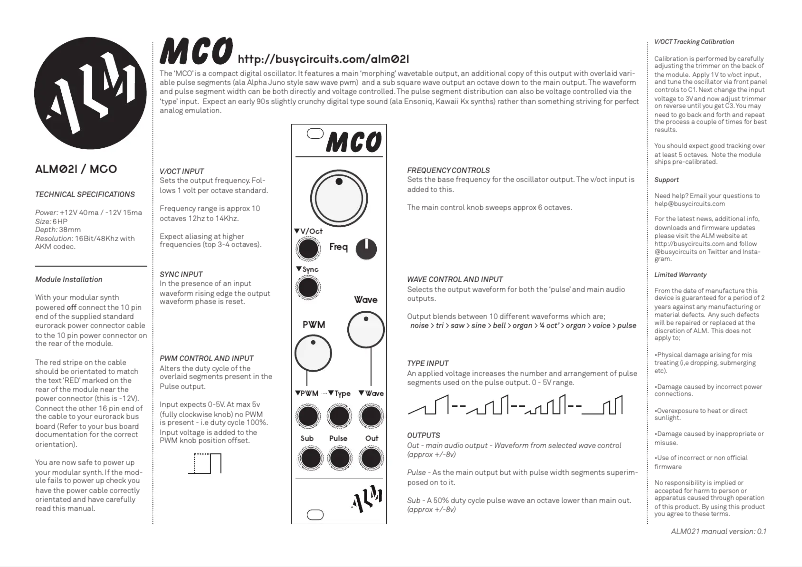 First page image of the manual for MCO ALM-021