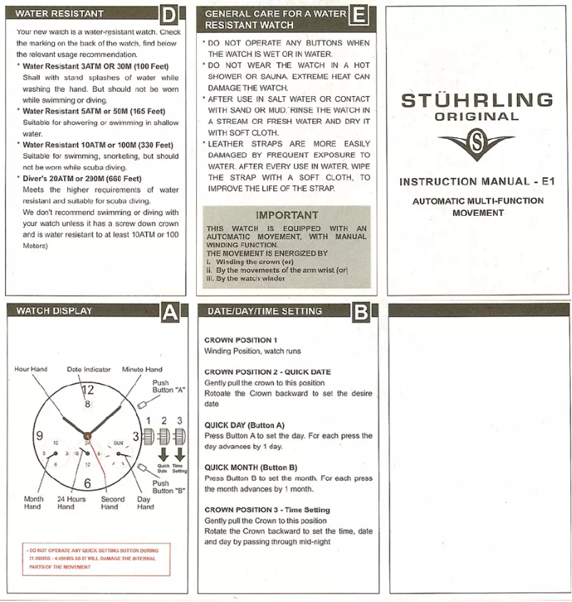 Page 1 of the manual User Manual Stührling E1