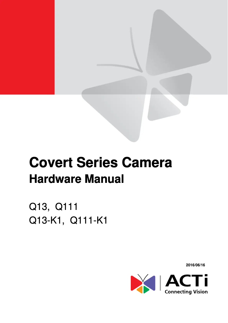 Page 1 of the manual User Manual ACTi Q111-K1