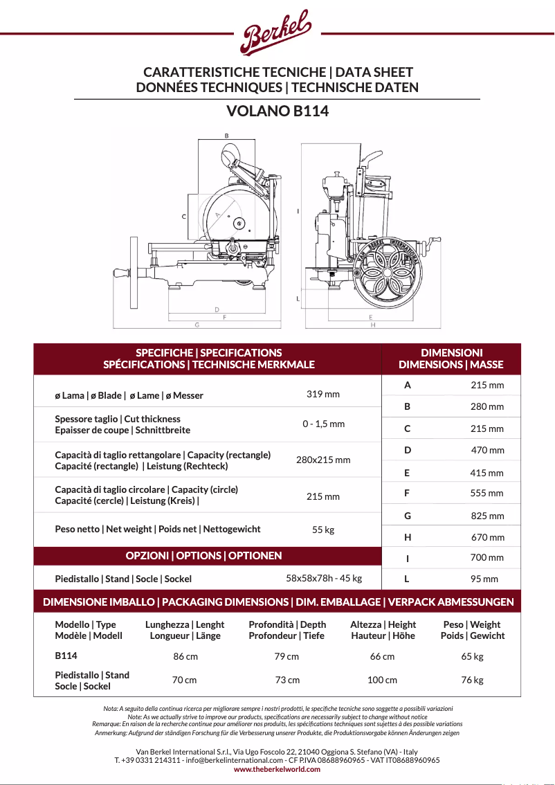 First page image of the manual for Volano B114
