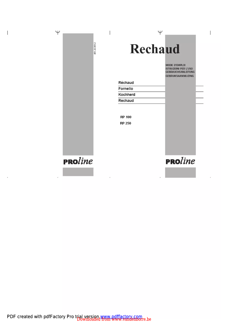 First page image of the manual for RP 100