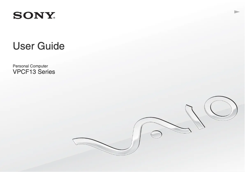 First page image of the manual for Vaio VPCF13YFX