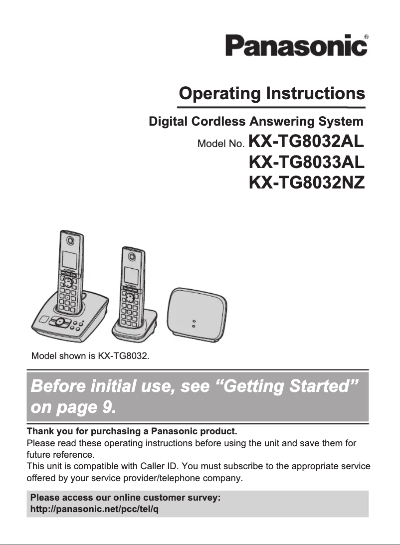 First page image of the manual for KX-TG8033