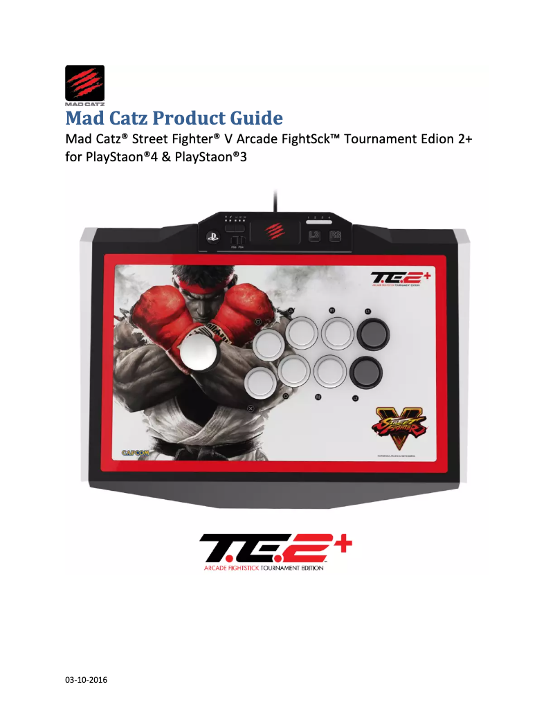 Page 1 of the manual User Manual Mad Catz Street Fighter V Arcade FightStick TE2+