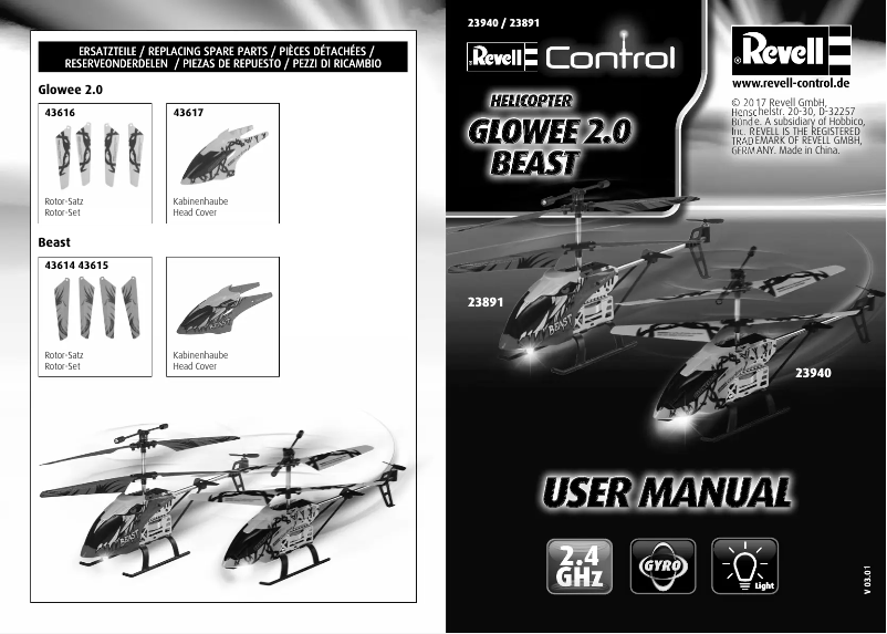 Page 1 of the manual User Manual Revell Glowee 2.0 Beast
