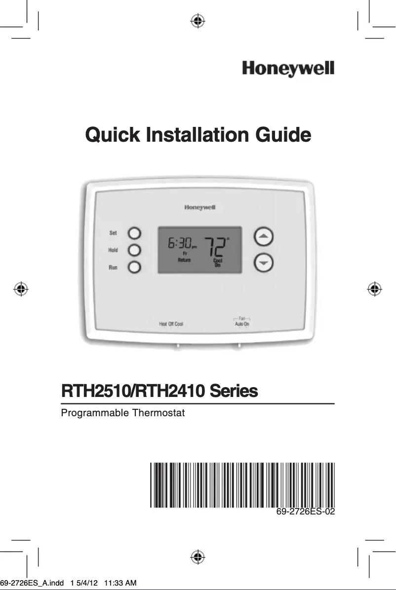 First page image of the manual for RTH2510B