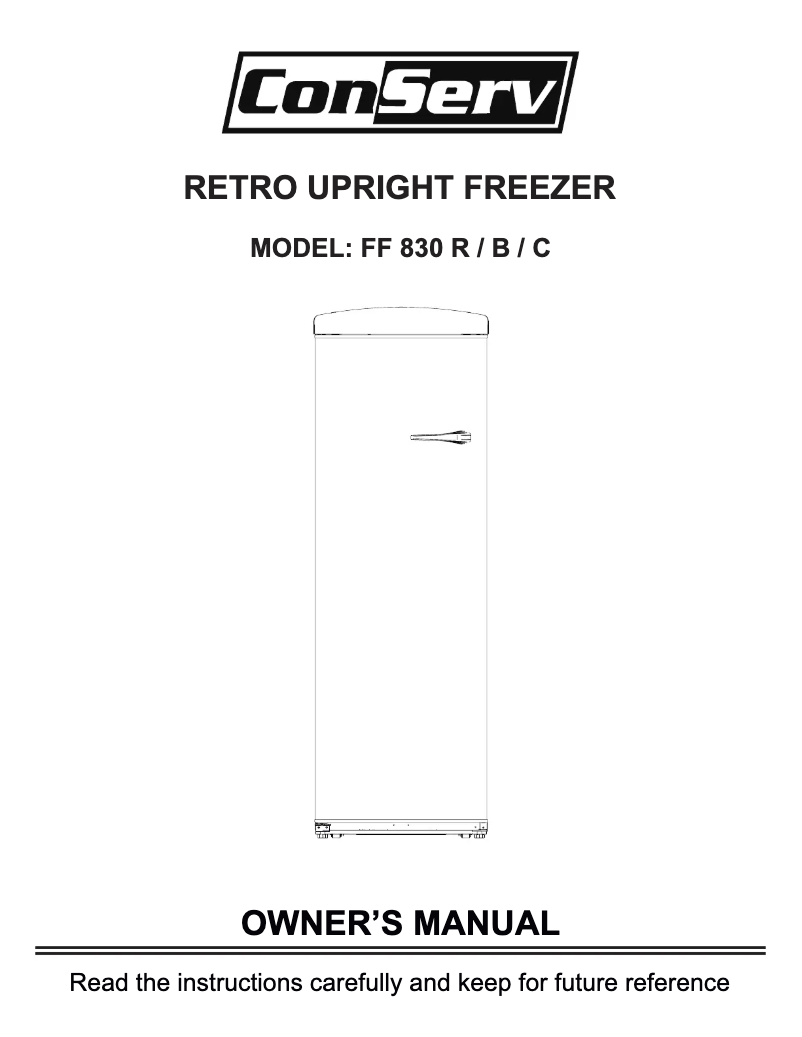 First page image of the manual for FF830CRR1100C